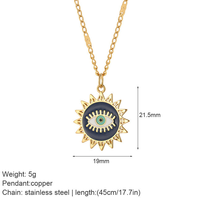 Mental Devil Blue Eyes Sun Necklace Women