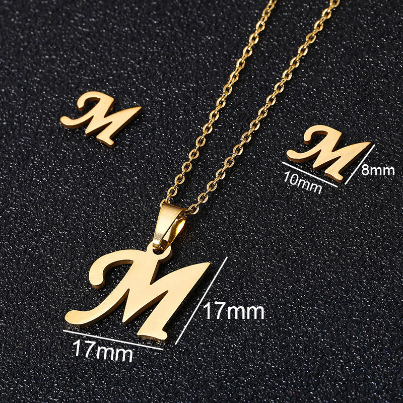 26 stainless steel alphabet necklaces