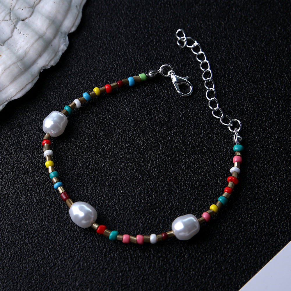 New Accessories, Simple And Versatile Pearl Hand-woven Foot Ornaments
