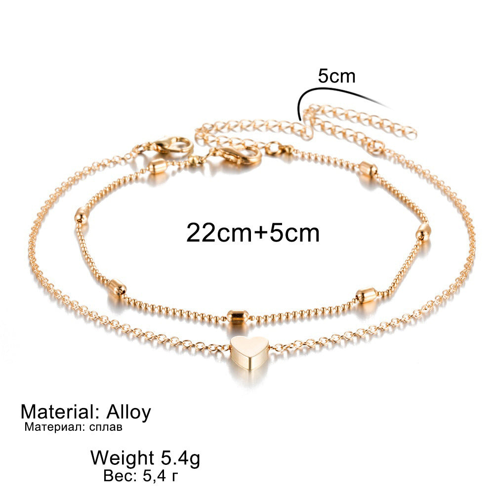 Love Peach Heart Heart-Shaped Anklet Women