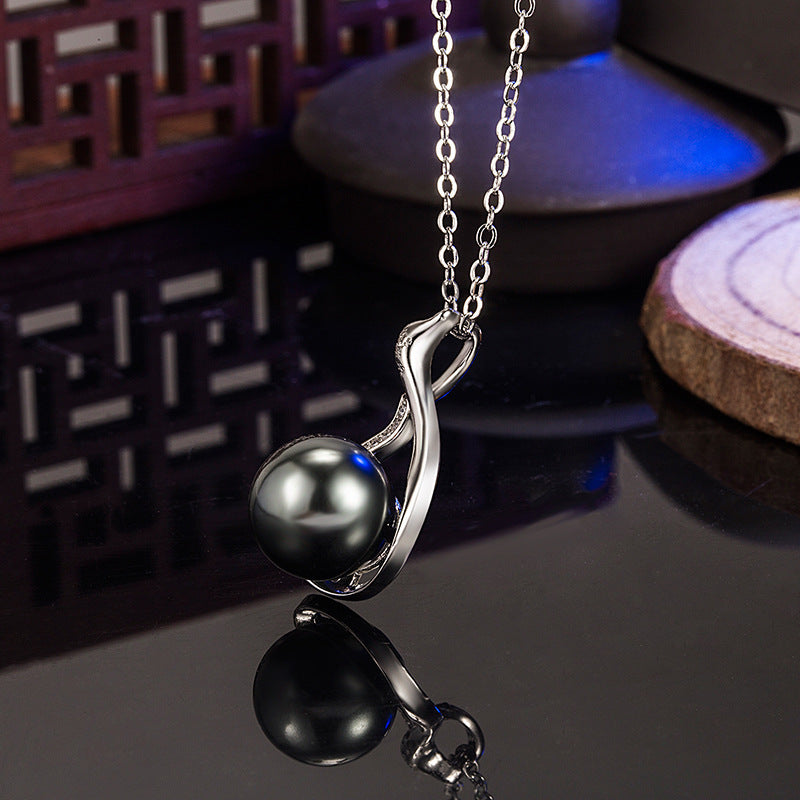 Tahitian Natural Black Pearl Pendant Women