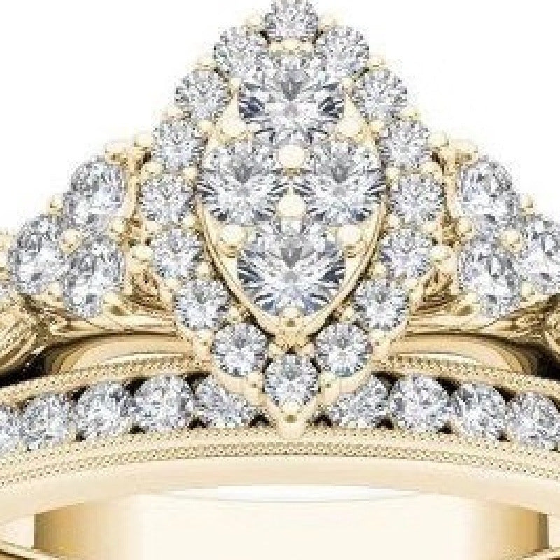 Stylish 18K Gold Men's And Women's Micro-set Zircon Matching Rings