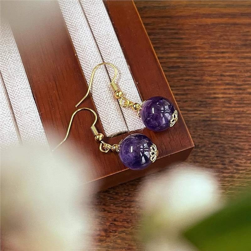 Amethyst Earrings Light Luxury Agate Women
