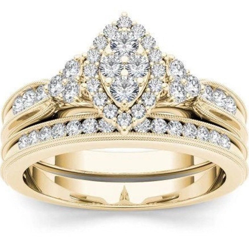 Stylish 18K Gold Men's And Women's Micro-set Zircon Matching Rings