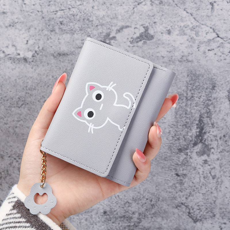 Women's Short Three-fold Cat Girls' Purse