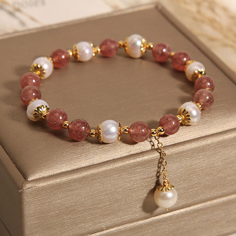 Natural Strawberry Quartz Bracelet Women