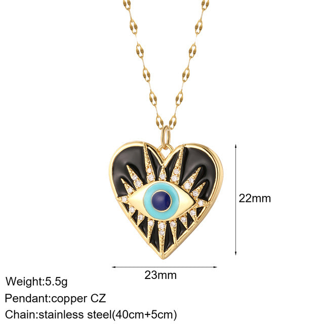 Mental Devil Blue Eyes Sun Necklace Women