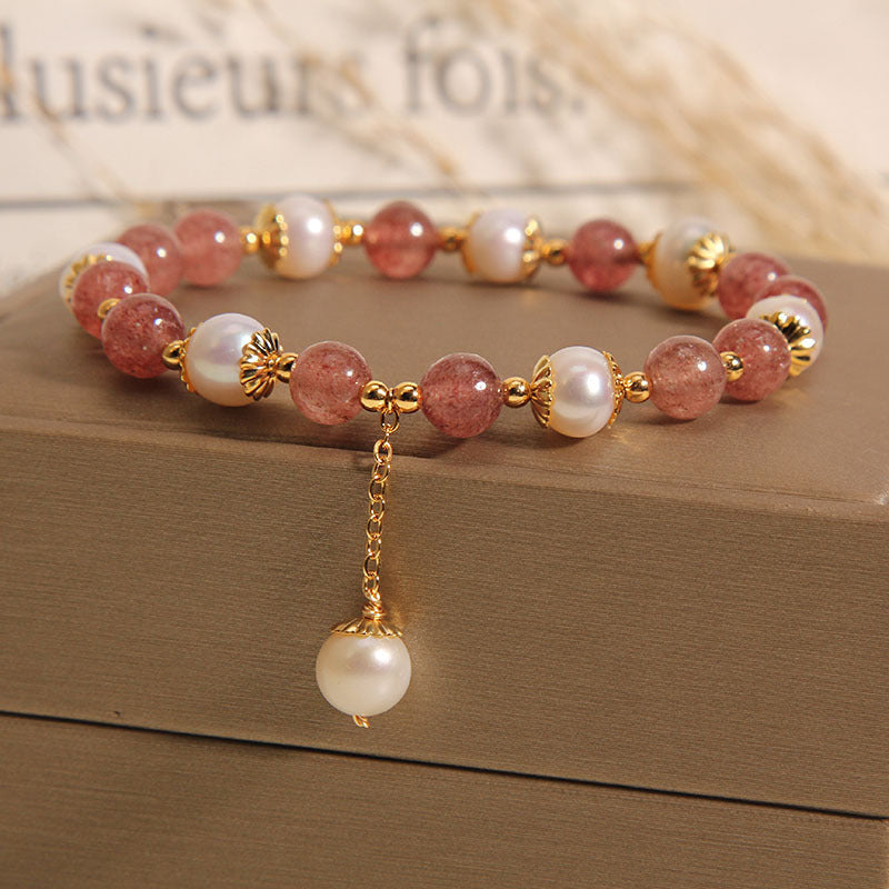 Natural Strawberry Quartz Bracelet Women