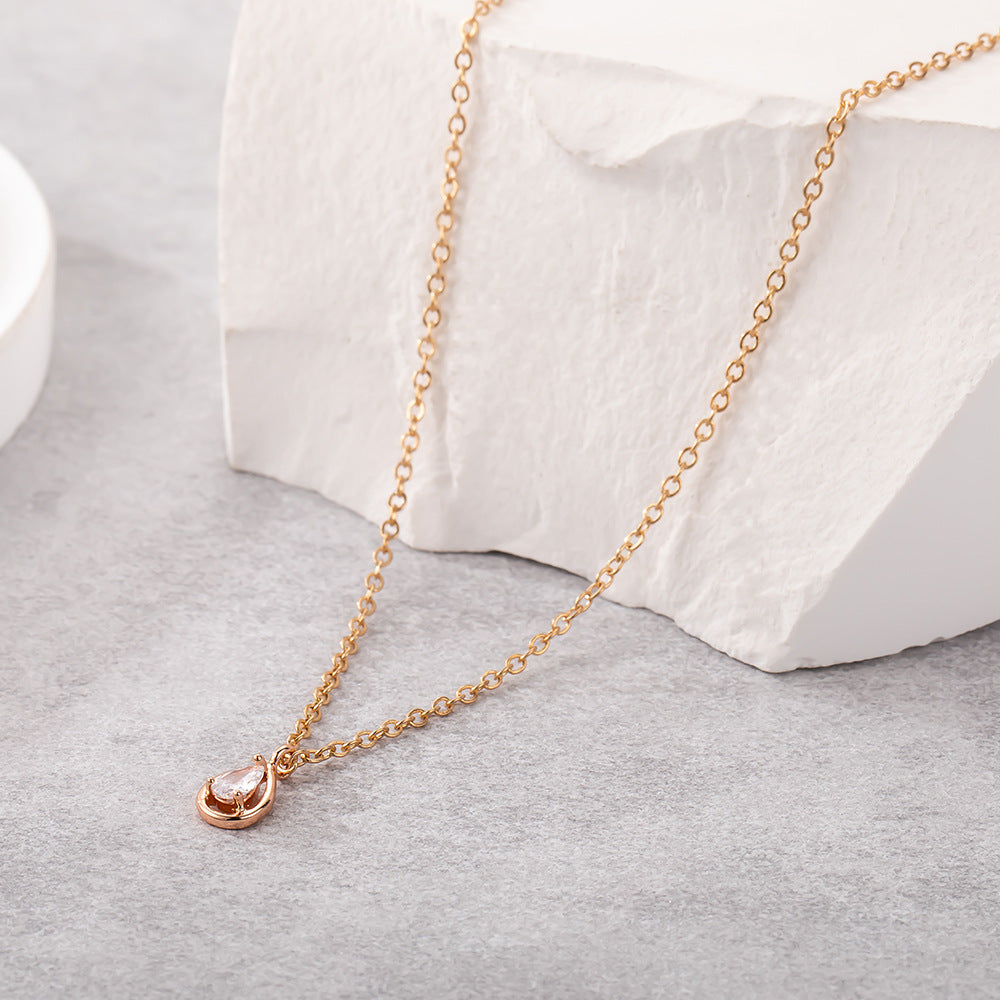 Necklace Drop Shape Rhinestone Small Pendant Necklace Neck Accessories
