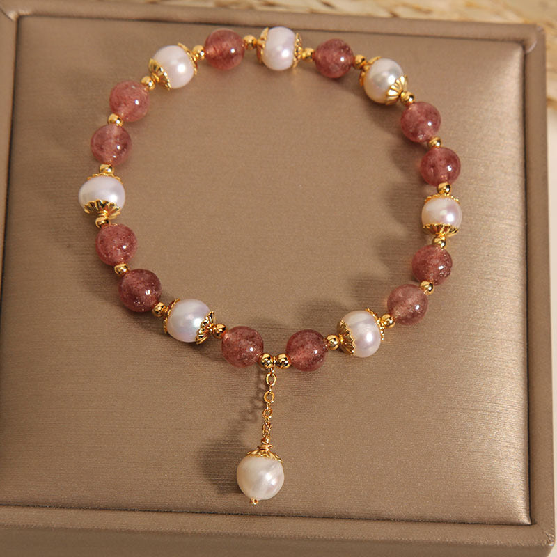 Natural Strawberry Quartz Bracelet Women