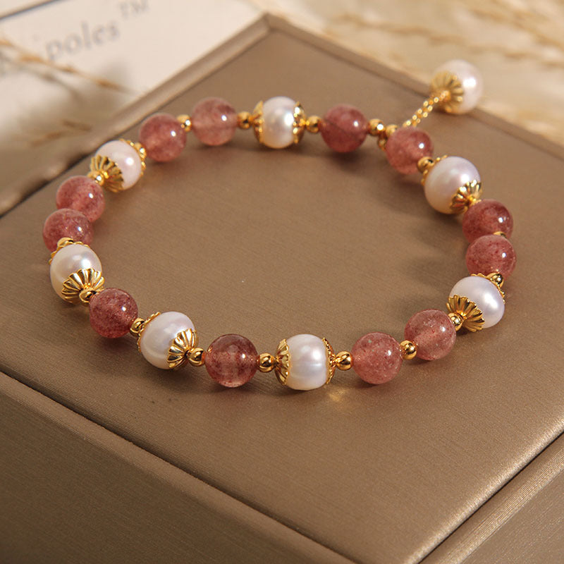Natural Strawberry Quartz Bracelet Women