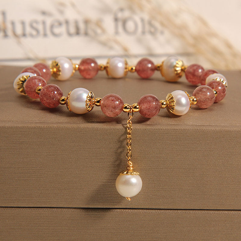Natural Strawberry Quartz Bracelet Women