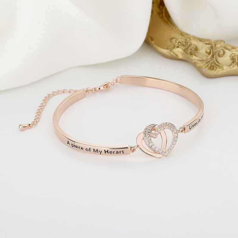 Micro-inlaid Heart-to-heart Print Bracelet Wrist Ring Women