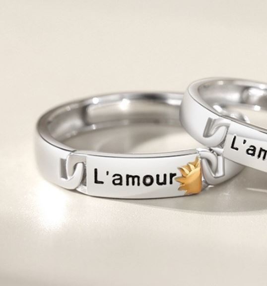 A Pair Of Sun And Moon Couple Silver Rings For Girlfriend