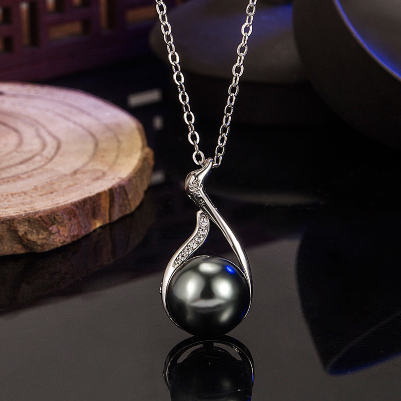 Tahitian Natural Black Pearl Pendant Women