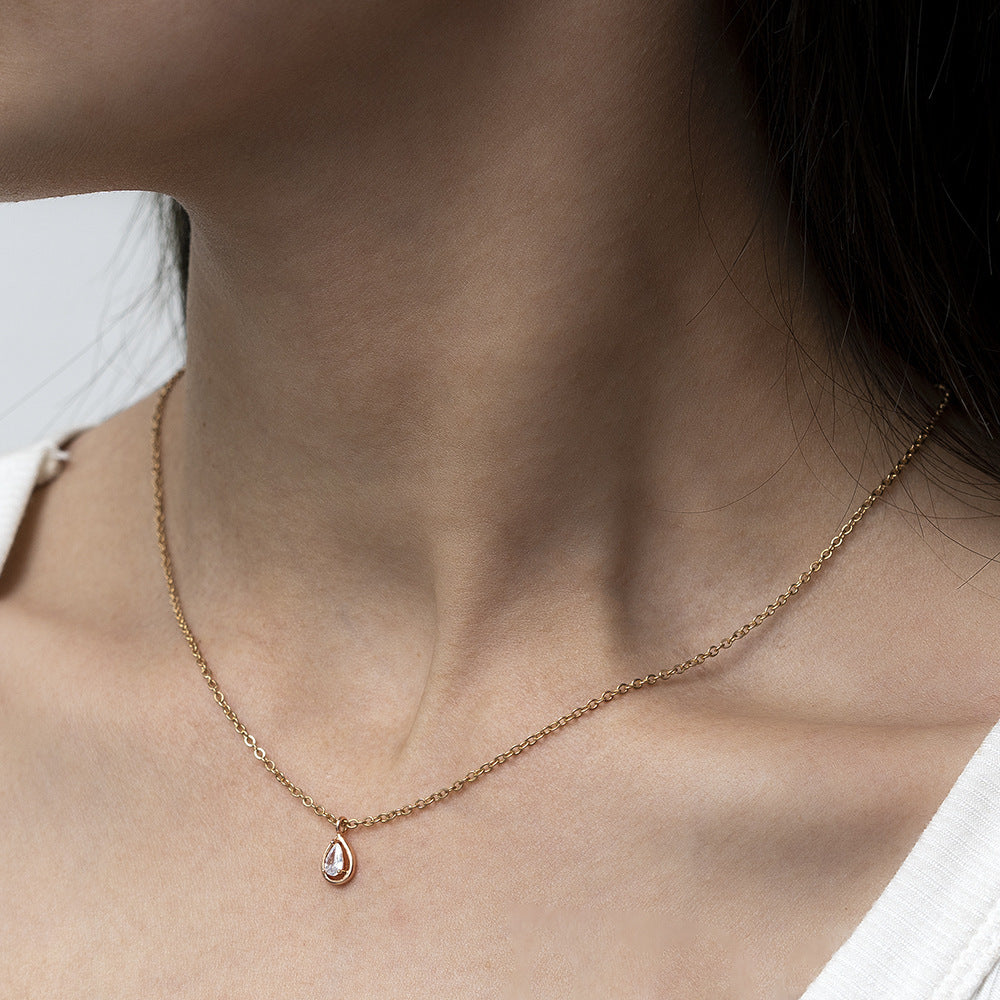 Necklace Drop Shape Rhinestone Small Pendant Necklace Neck Accessories